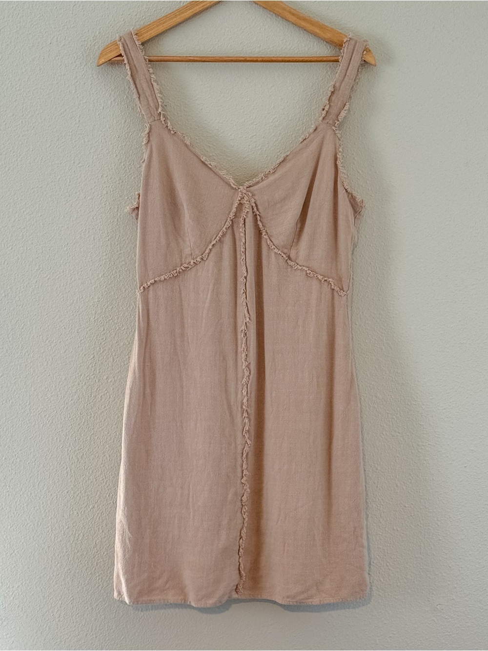 Gilli Raw Edge Linen Blend Mini Dress Light Taupe